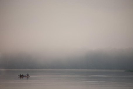 The morning fog over the Tshuapa River in the Democratic Republic of the Congo