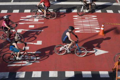 Bike lane in Sao Paulo, Brazil