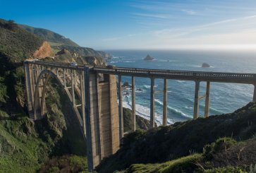 California's Bixby Bridge overlooks the Pacific Ocean.