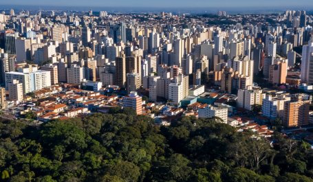 A large forest reaching the edge of Campinas, a city in Brazil.
