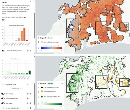 Screenshot of maps in Cape Town from Cool Cities Lab