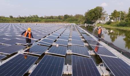 Cleaning solar panels.