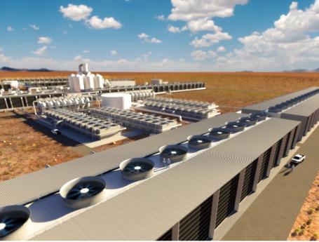 Rendering of a megaton direct air capture facility in development in the Permian Basin