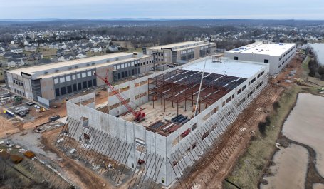 A large building under counstruction that will house a data center.