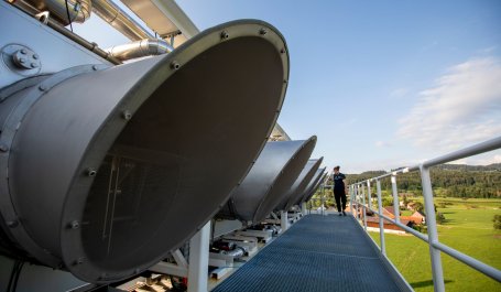 Large industrial machines used to suck carbon dioxide out of the air.