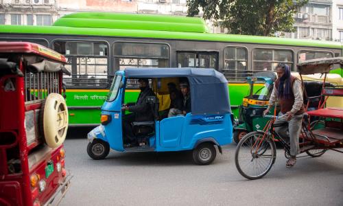 Electric rickshaw on a New Delhi street