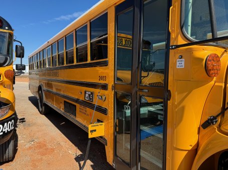 Electric school bus charging.