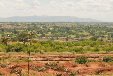 A degraded landscape in Ethiopia under a cloudy sky.