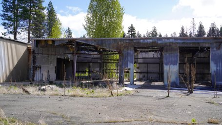 The charred remains of a building outside of Chiloquin, Oregon, as a result of the Two Four Two Fire in 2020.