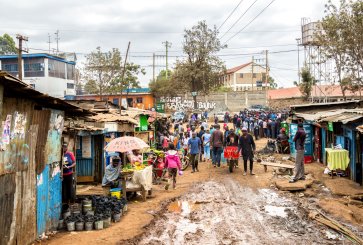 People walking in Kibera, one of Africa's largest slums