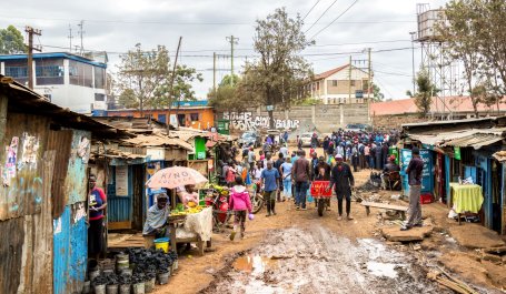 People walking in Kibera, one of Africa's largest slums