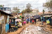 People walking in Kibera, one of Africa's largest slums