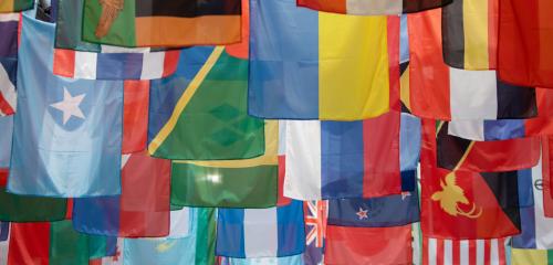 National flags at FAO Headquarters in Rome.