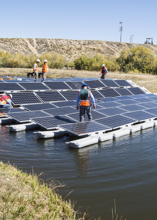Floating PV solar panels.