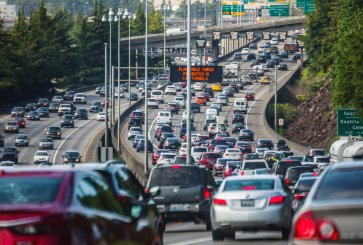 Busy traffic on a highway.