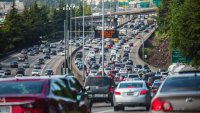 Busy traffic on a highway.
