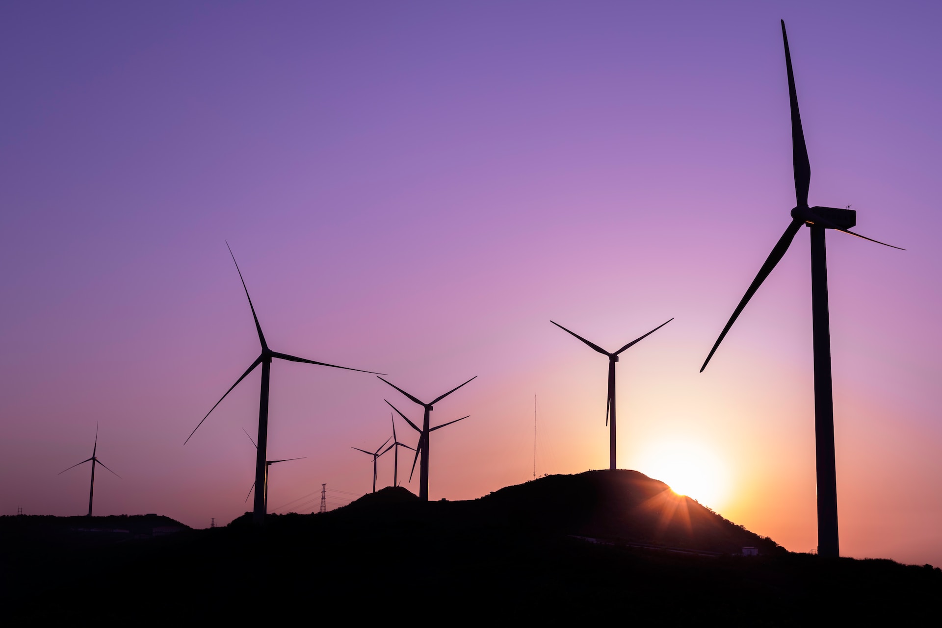 Wind turbines.