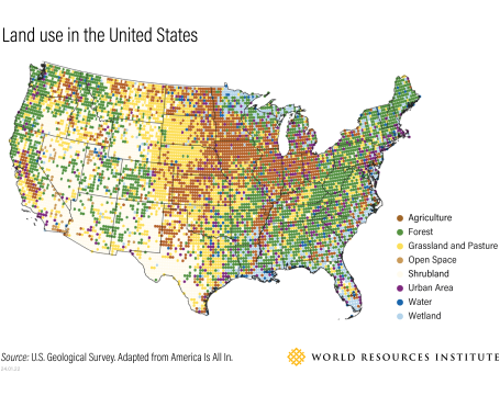 A map showing land use in the United States.