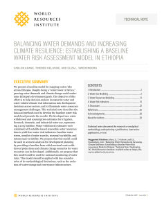 Cover Image: Balancing Water Demands and Increasing Climate Resilience: Establishing a Baseline Water Risk Assessment Model in Ethiopia