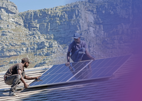 Installing solar panels.